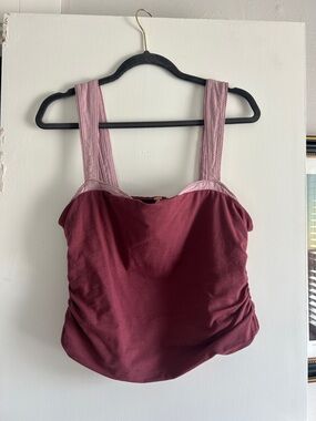 Free People Berry Square-Neck Tank with Light Mauve Straps